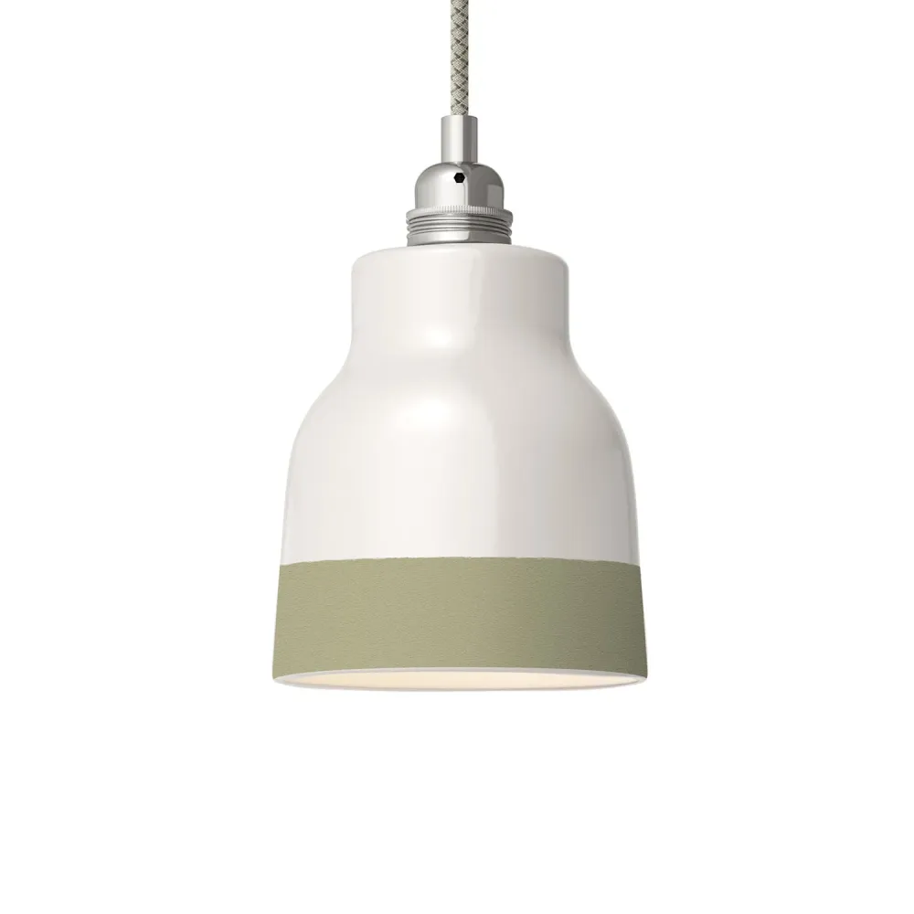 Abajur Vaso bicolor em cerâmica Branco e Verde sálvia, coleção Materia - Made Italy