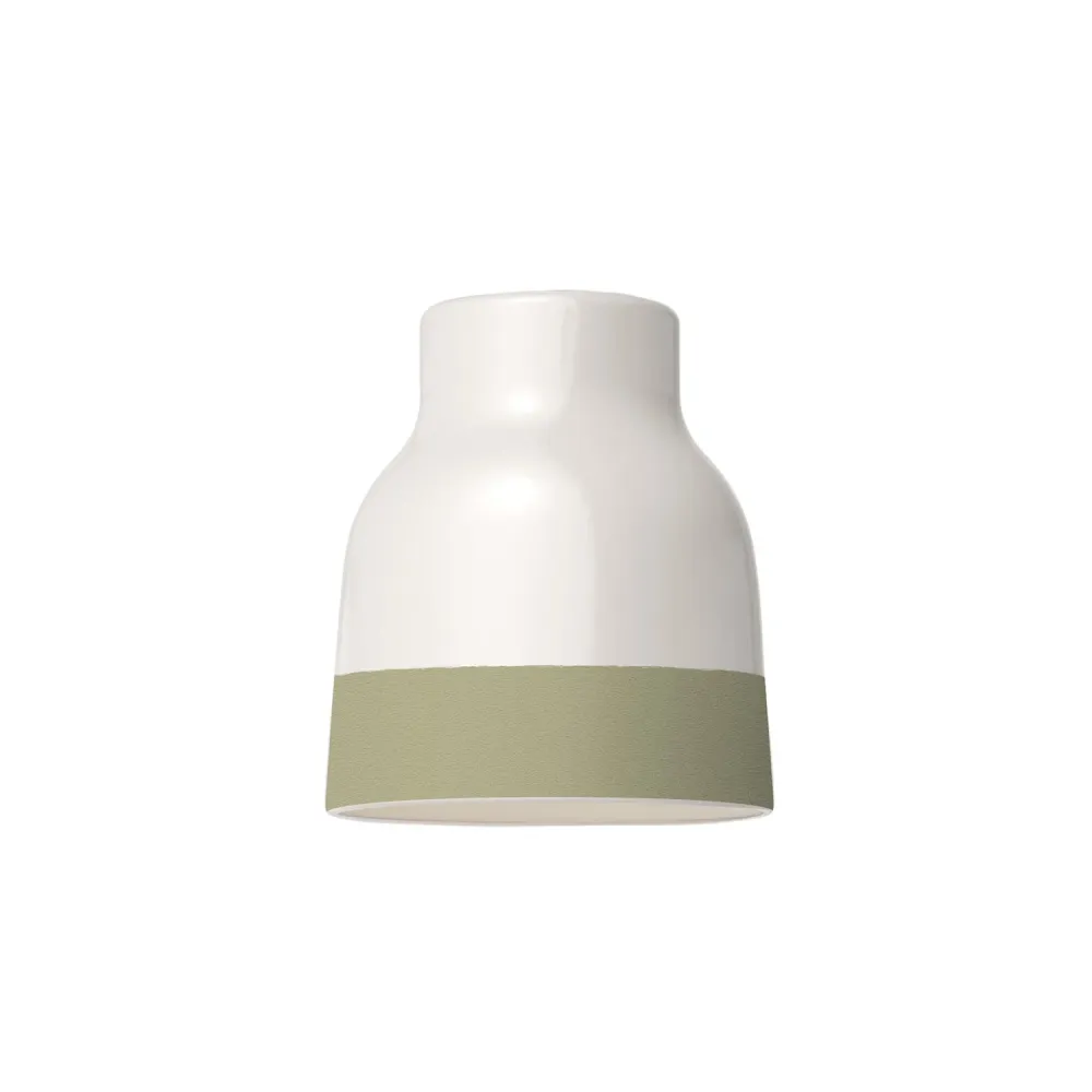 Abajur Vaso bicolor em cerâmica Branco e Verde sálvia, coleção Materia - Made Italy
