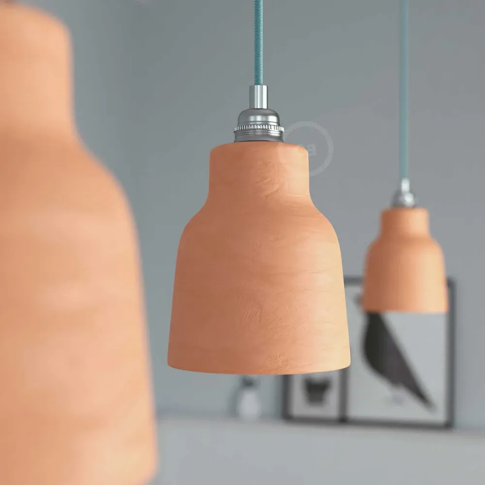 Abajur Vaso em cerâmica, coleção Materia - Made Italy - Terracota riscada