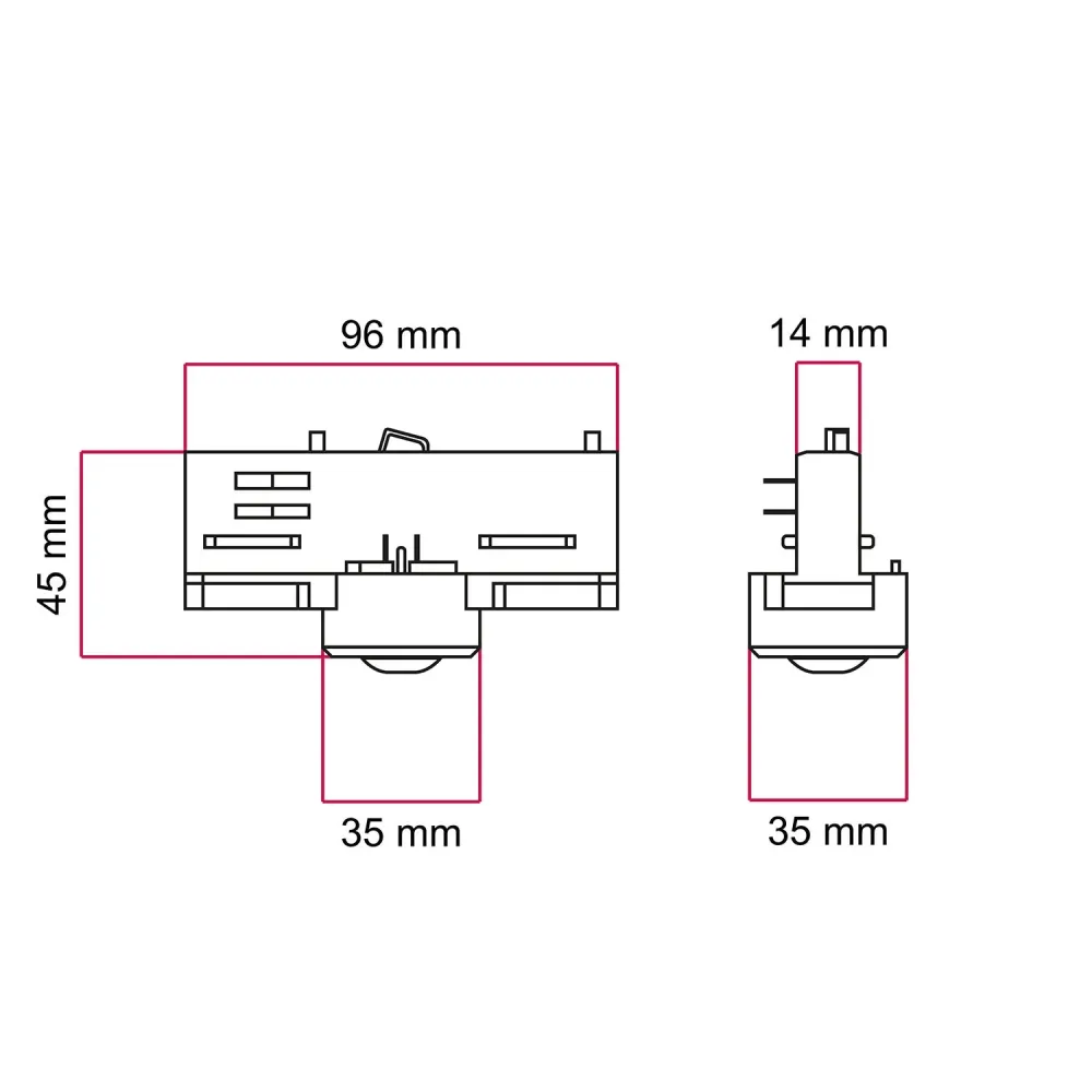 Adaptador Eutrac Branco para calha trifásica - para extensão ou articulação