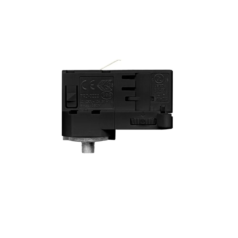 Adaptador Powergear preto para calha trifásica - para extensão ou articulação