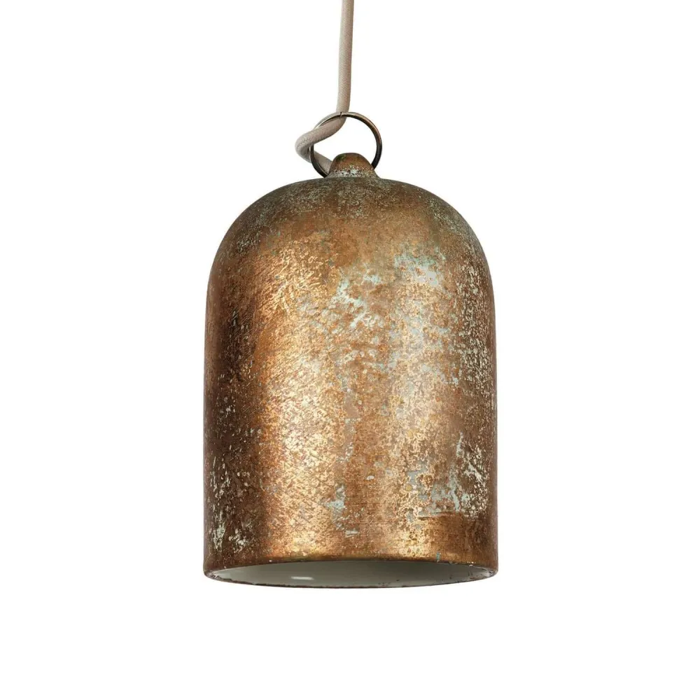 Campana Mini, abajur XS em cerâmica para suspensão - Fabricado em Itália - Efeito verde cobre