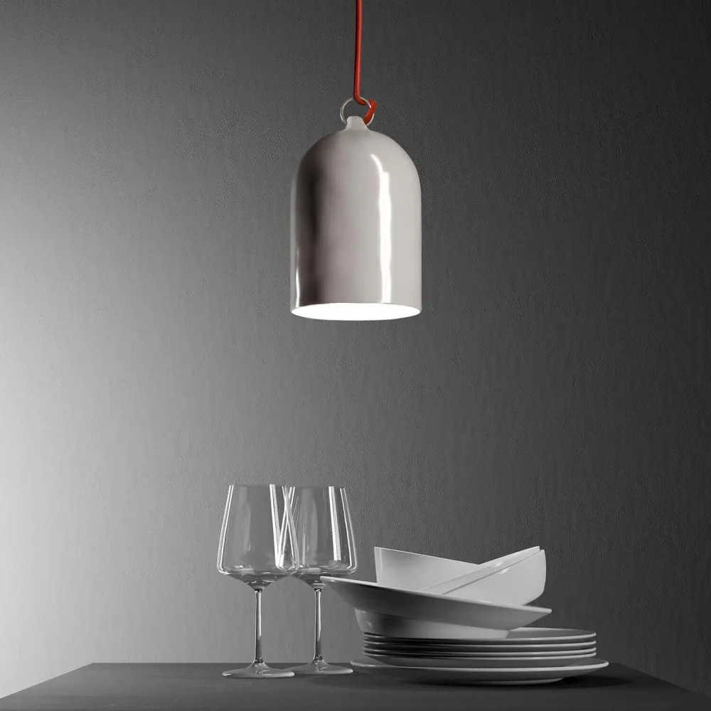 Campana Mini, abajur XS em cerâmica para suspensão - Made Italy - Branco brilhante
