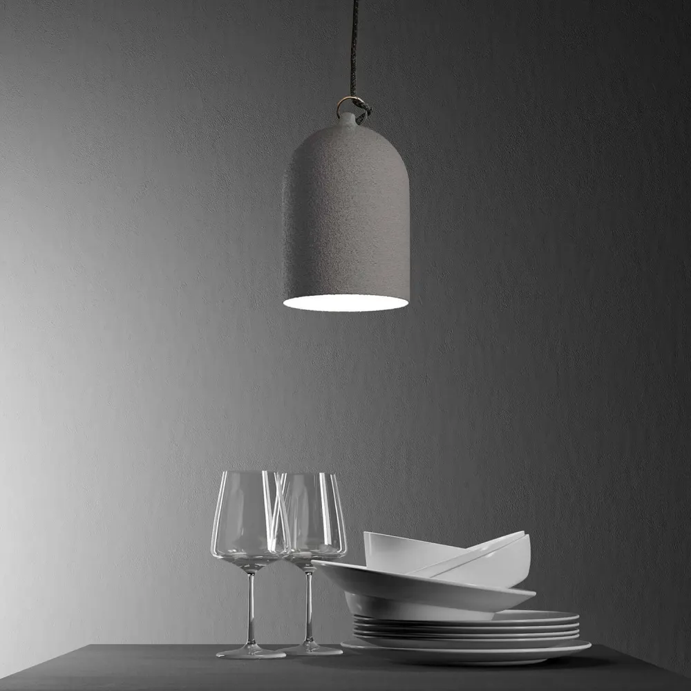 Campana Mini, abajur XS em cerâmica para suspensão - Made Italy - Efeito cimento