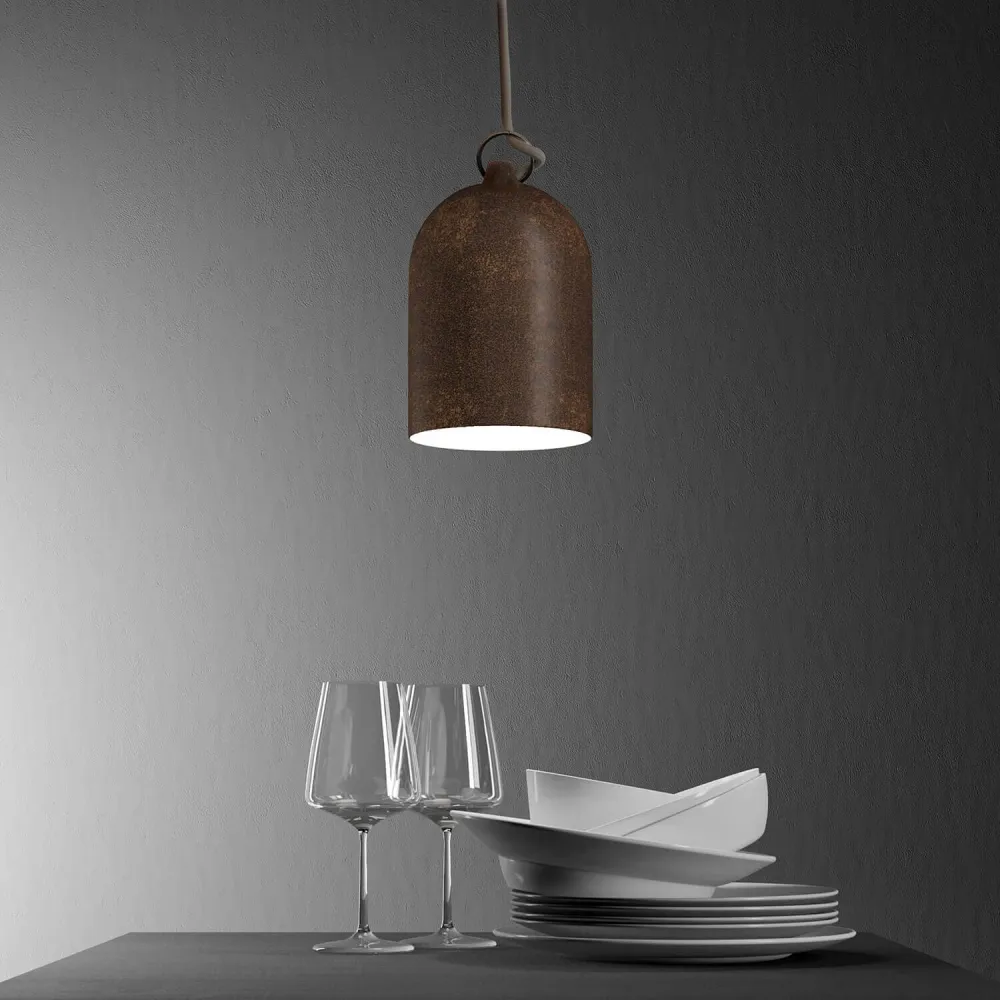 Campana Mini, abajur XS em cerâmica para suspensão - Made Italy - Efeito corten