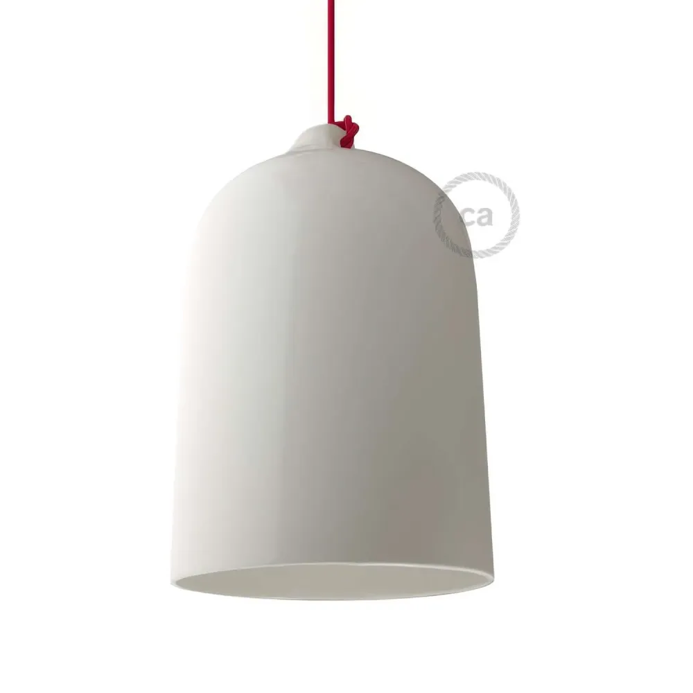 Campânula, abajur XL em cerâmica para suspensão - Fabricado em Itália - Branco brilhante