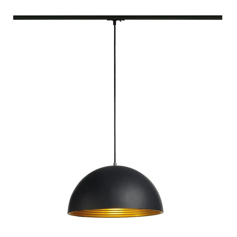 Candeeiro suspenso monofásico Forchini M 40cm redondo preto/dourado