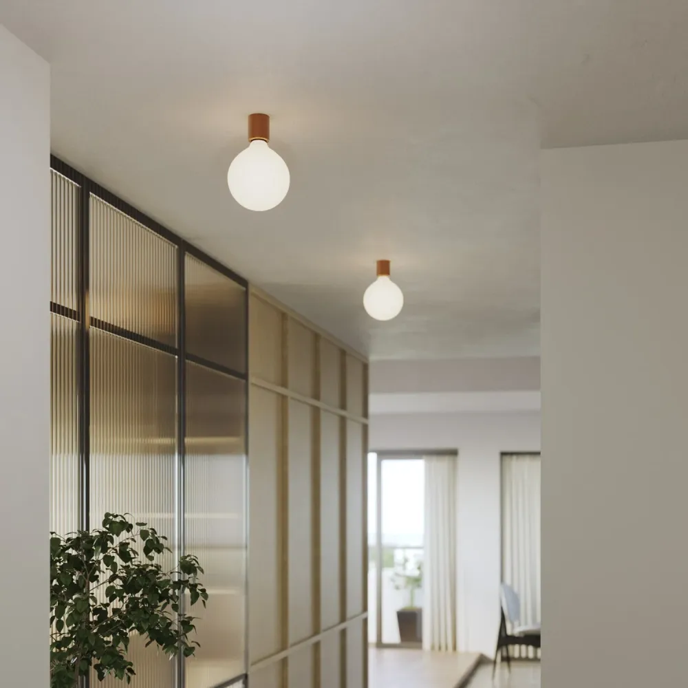 Casquilho E27 em metal para parede ou teto - Cobre acetinado