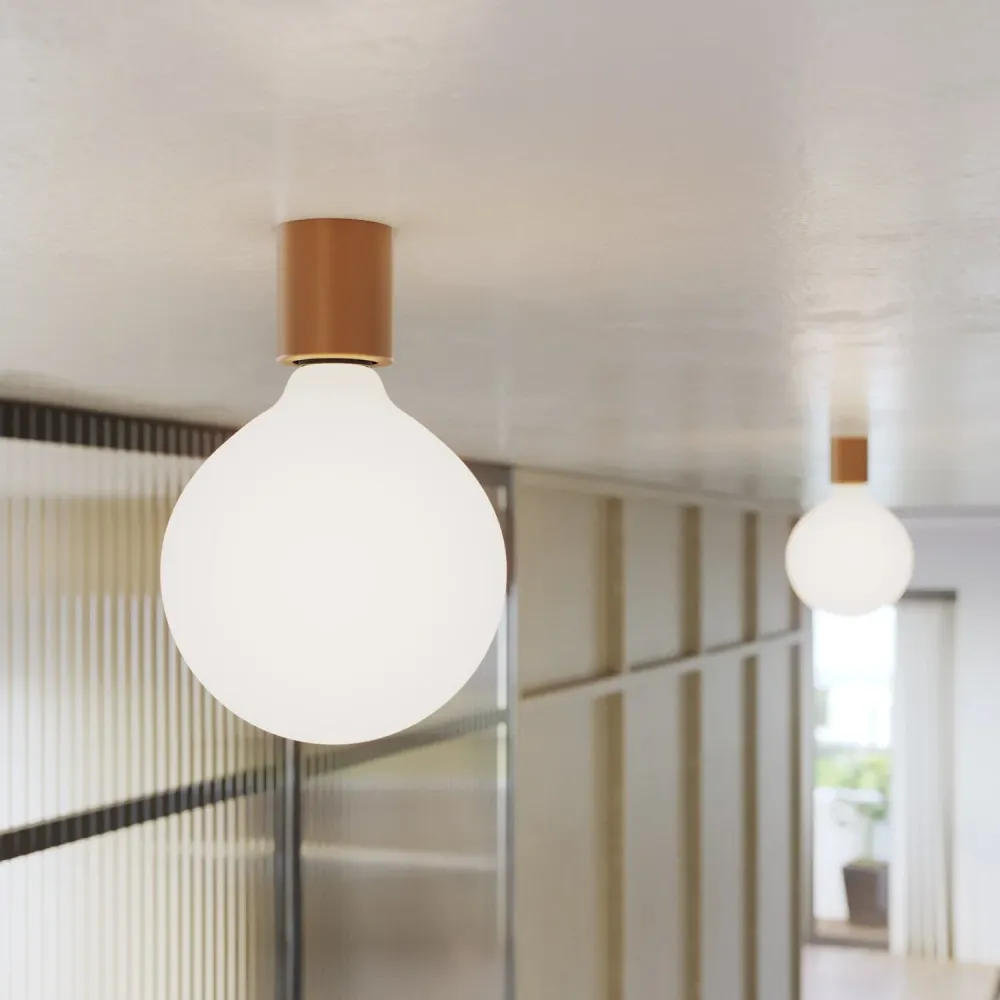 Casquilho E27 em metal para parede ou teto - Cobre acetinado