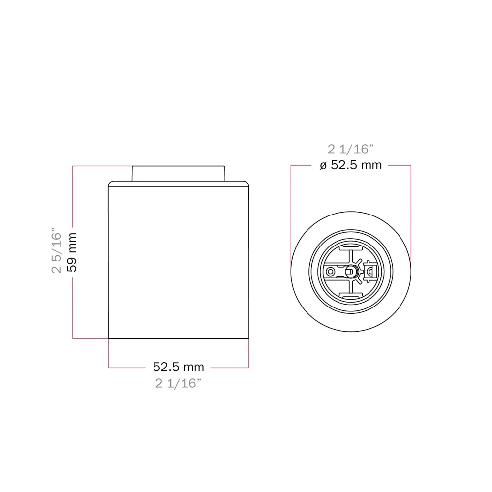Casquilho E27 em metal de parede ou teto - Titânio acetinado