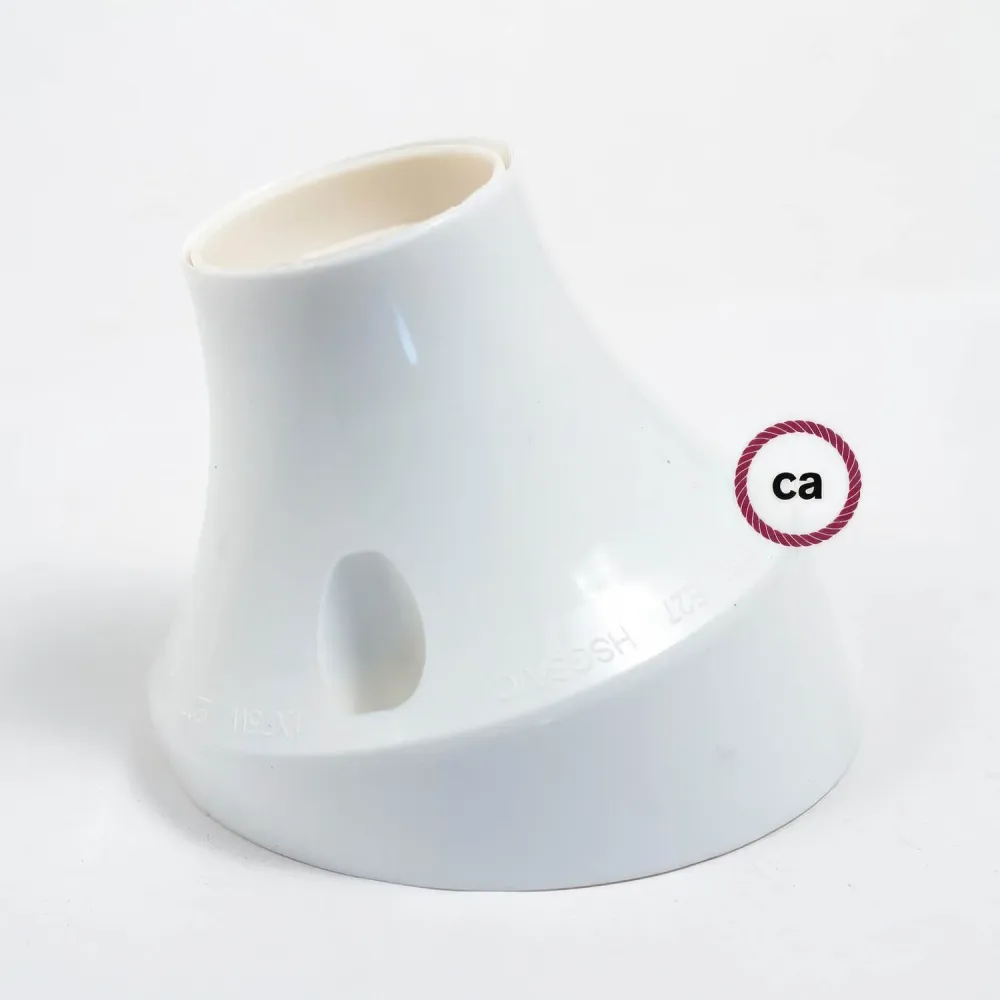 Casquilho 45° E27 para parede ou teto em termoplástico - Branco
