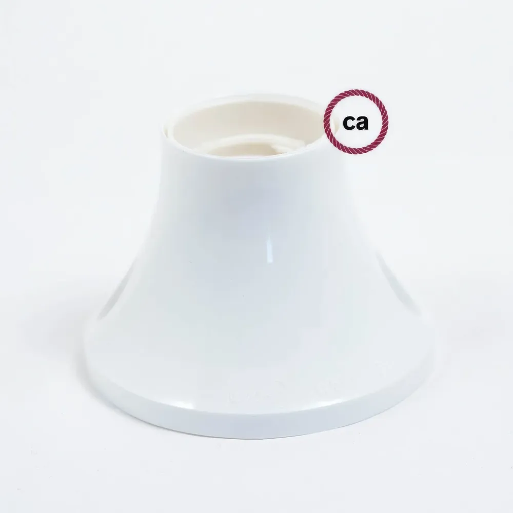 Casquilho 90° E27 para parede ou teto em termoplástico - Branco