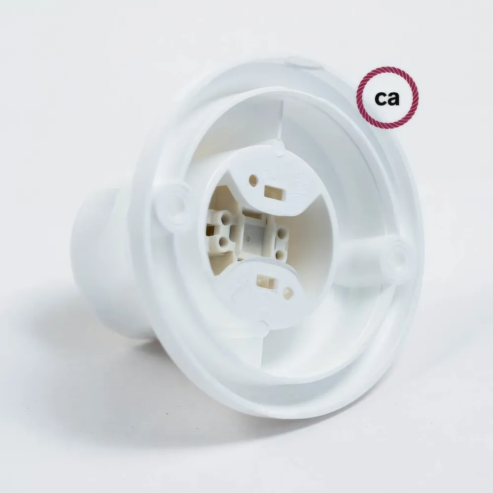 Casquilho 90° E27 para parede ou teto em termoplástico - Branco
