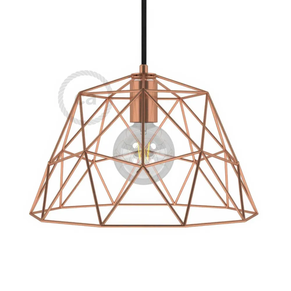 Cúpula metálica Dome XL tipo gaiola nua com soquete E26 - Cobre