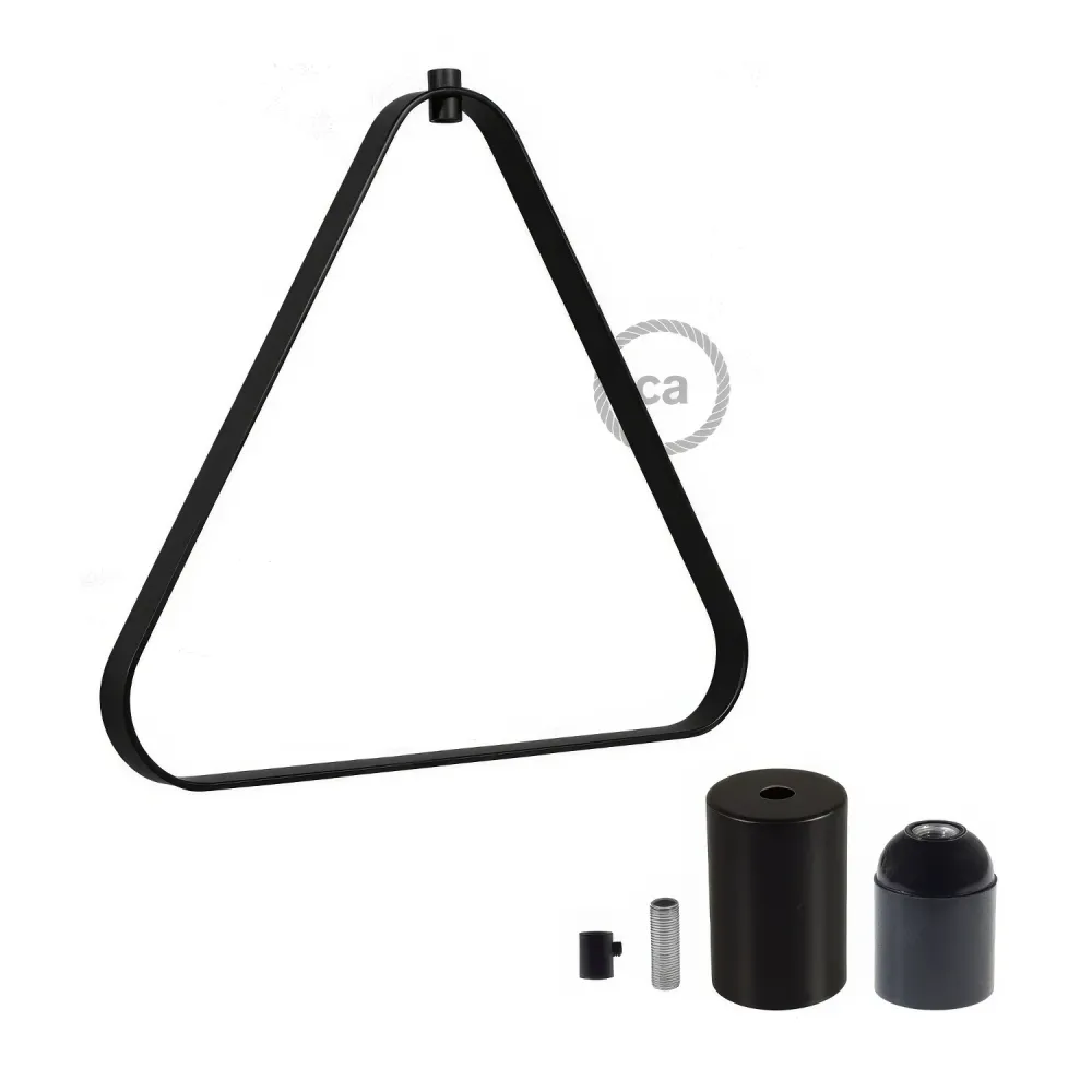 Cúpula metálica Duedì Apex com cobertura de soquete em metal e soquete E26 - Preto