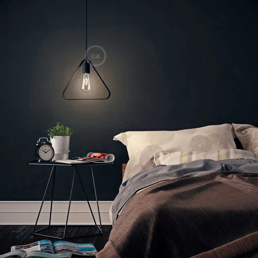 Cúpula metálica Duedì Apex com cobertura de soquete em metal e soquete E26 - Preto