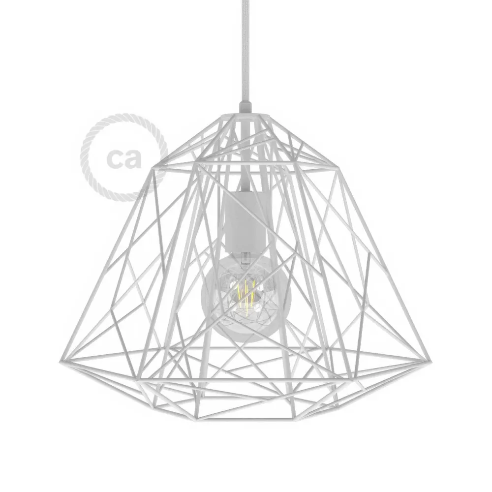 Gaiola XL abajur Apollo em metal com casquilho E27 - Branco