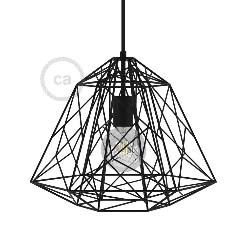 Gaiola XL abajur Apollo em metal com casquilho E27 - Preto
