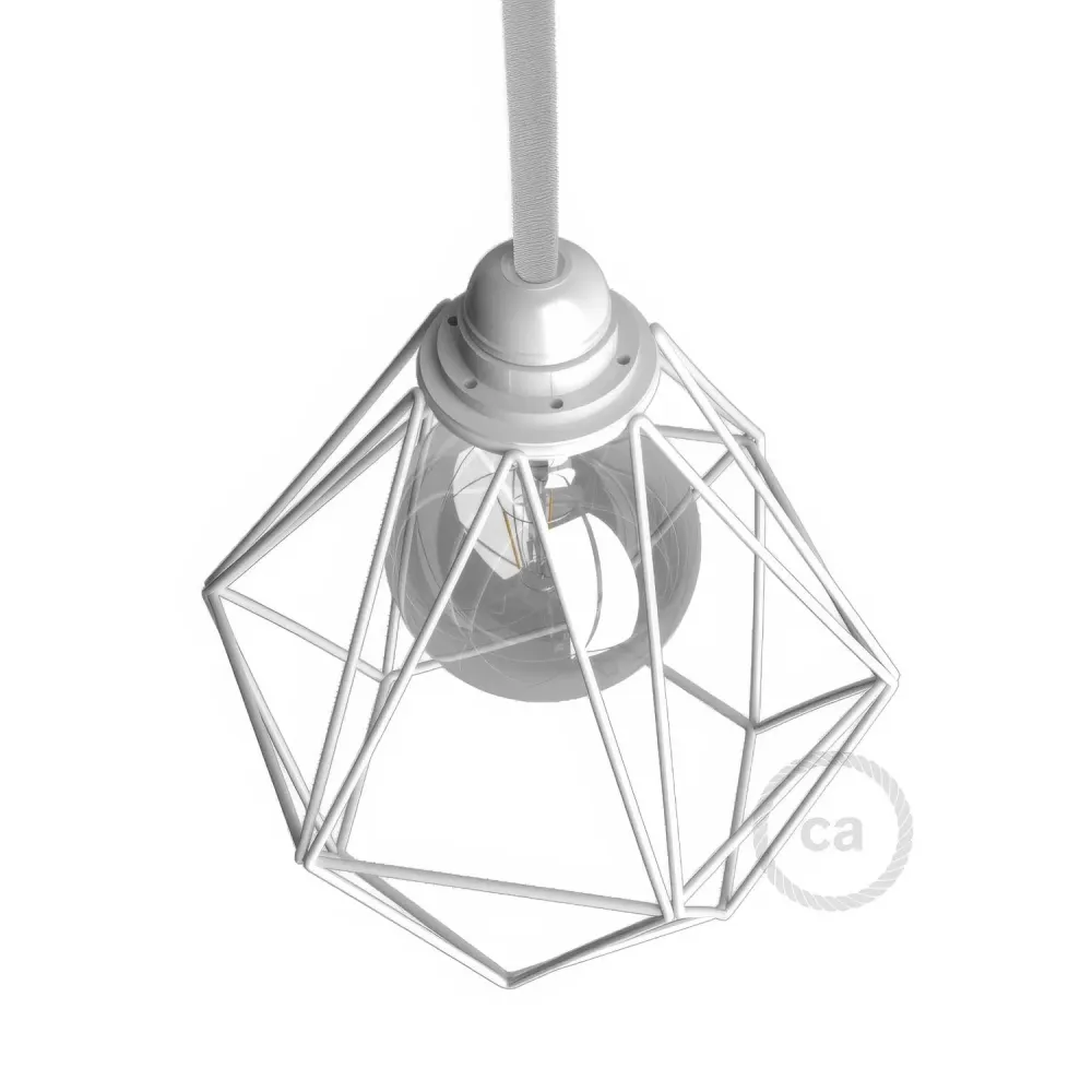Gaiola abajur Diamond em metal com casquilho E27 - Branco