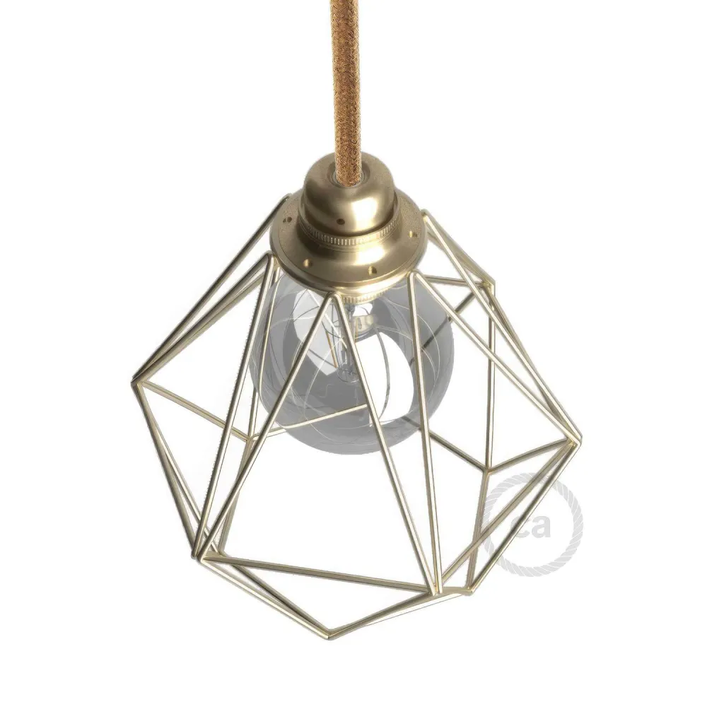 Gaiola abajur Diamond em metal com encaixe E27 - Latão