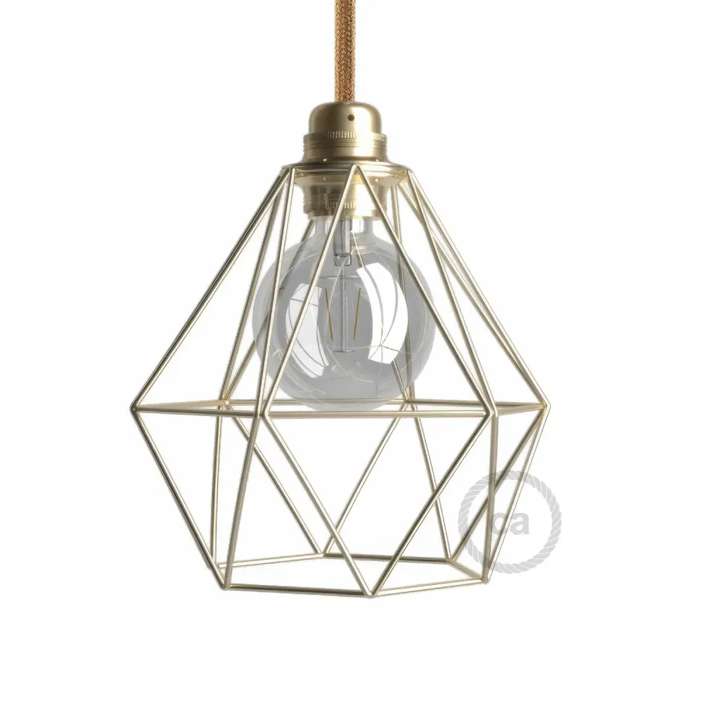 Gaiola abajur Diamond em metal com encaixe E27 - Latão