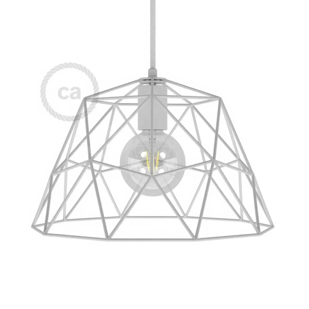 Gaiola XL abajur Dome em metal com casquilho E27 - Branco
