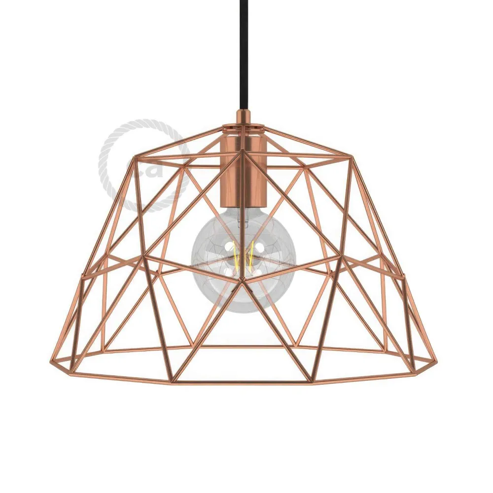 Gaiola XL abajur Dome em metal com casquilho E27 - Cobre