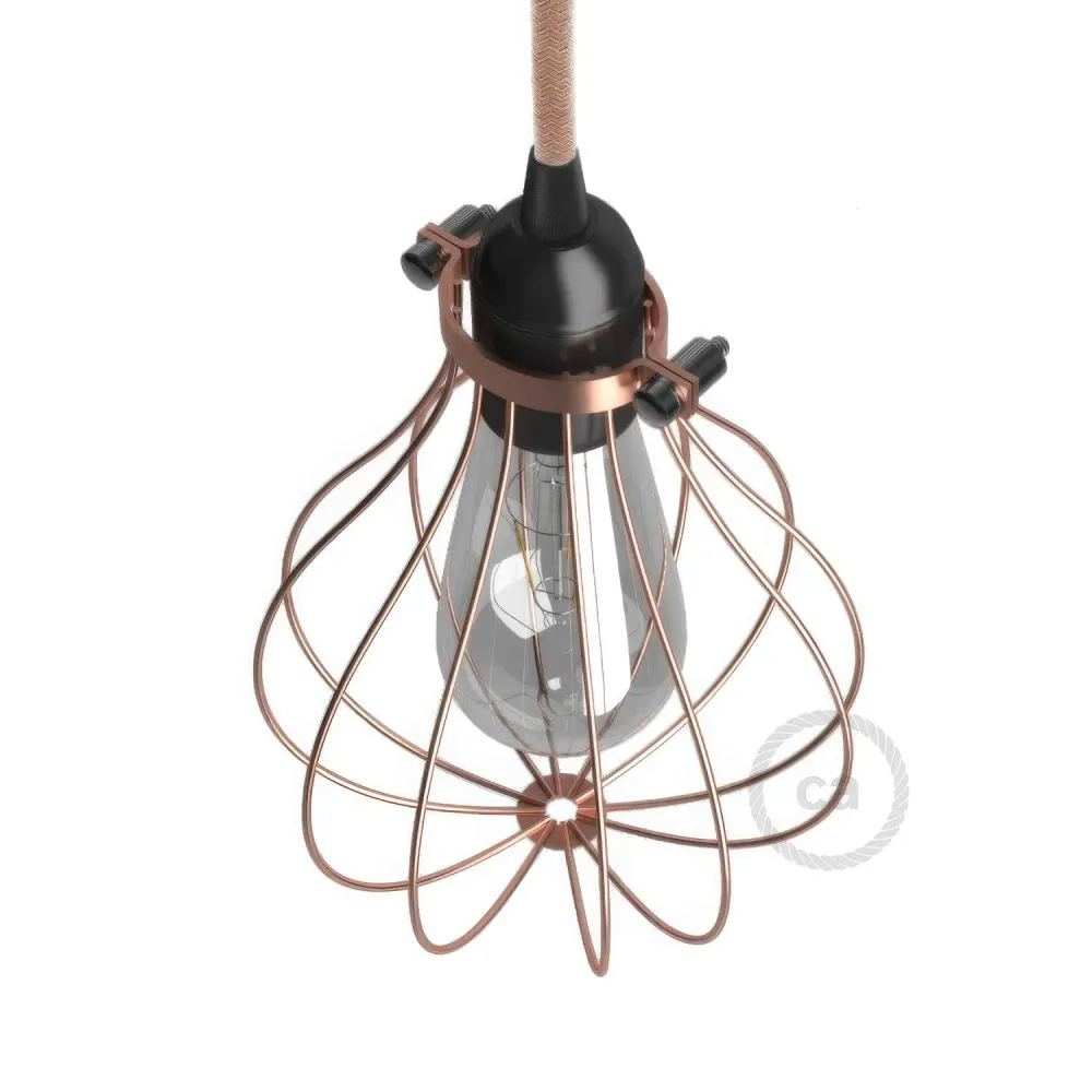 Gaiola abajur Drop em metal com encaixe de colar regulável - Cobre