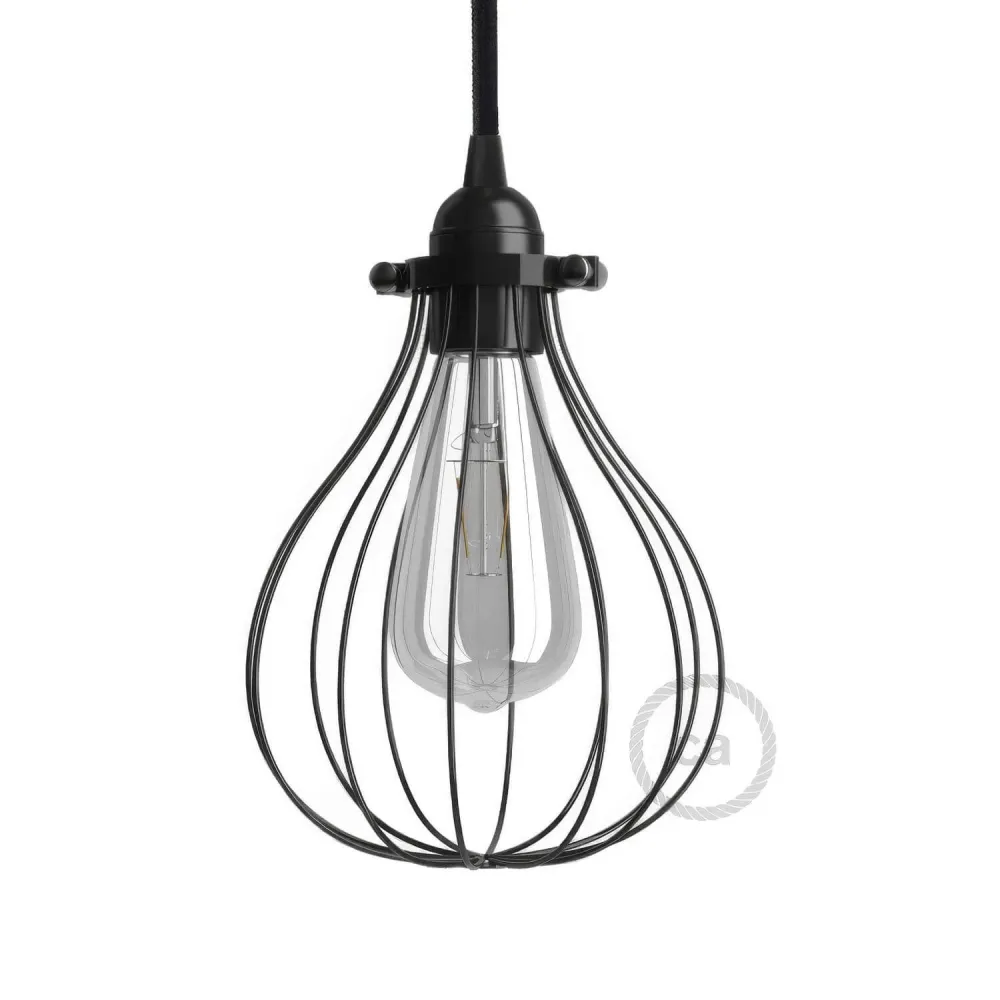 Gaiola abajur Drop em metal com encaixe de colar ajustável - Preto
