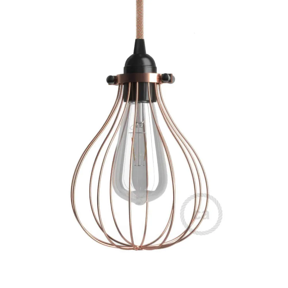 Gaiola abajur Drop em metal com encaixe de colar regulável - Cobre