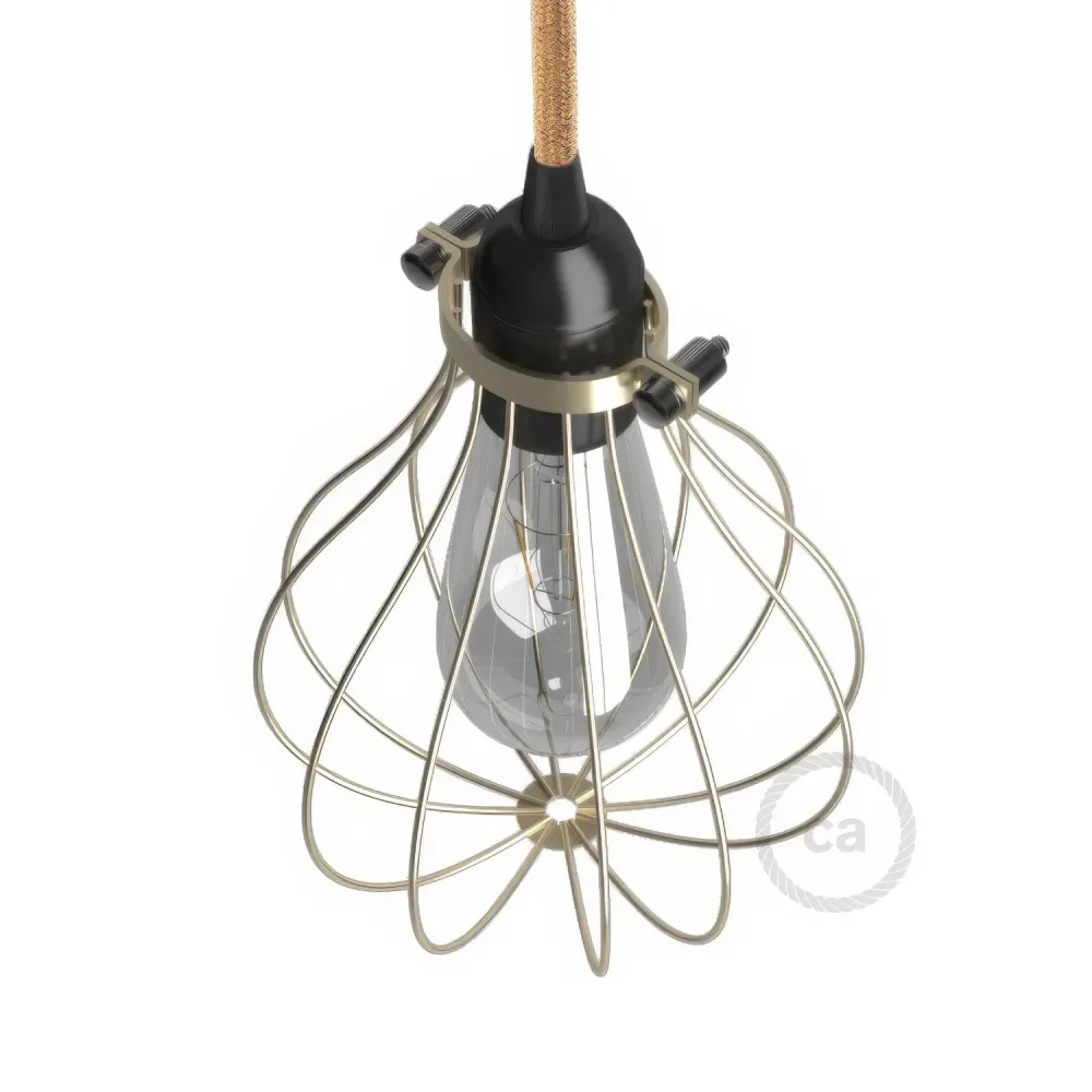 Gaiola abajur Drop em metal com encaixe de colar regulável - Latão