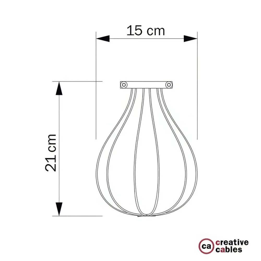 Gaiola abajur Drop em metal com encaixe de colar regulável - Latão