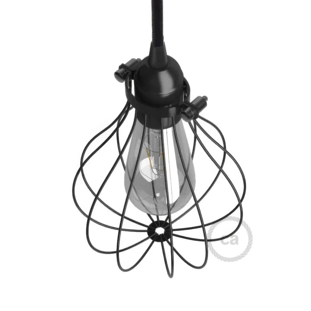 Gaiola abajur Drop em metal com encaixe de colar ajustável - Preto