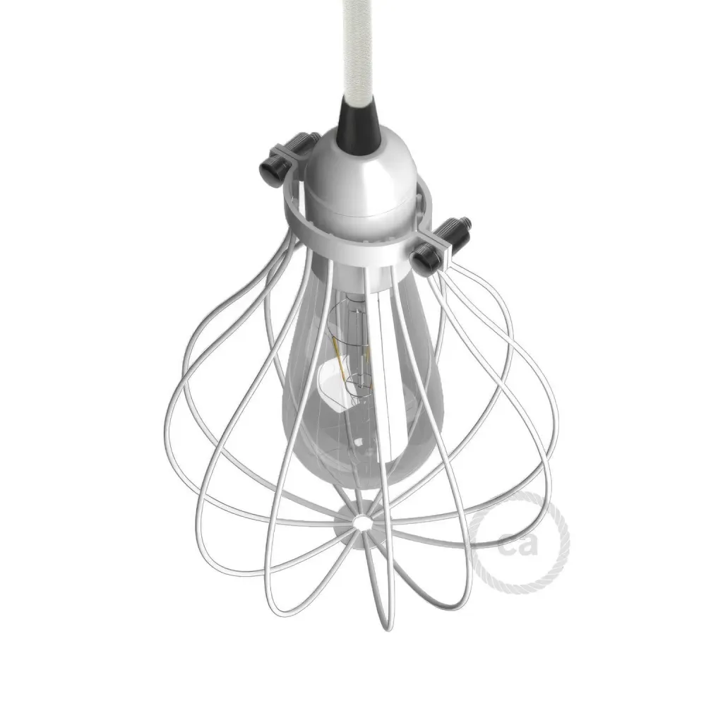 Gaiola abajur Drop em metal com suporte de colar regulável - Branco