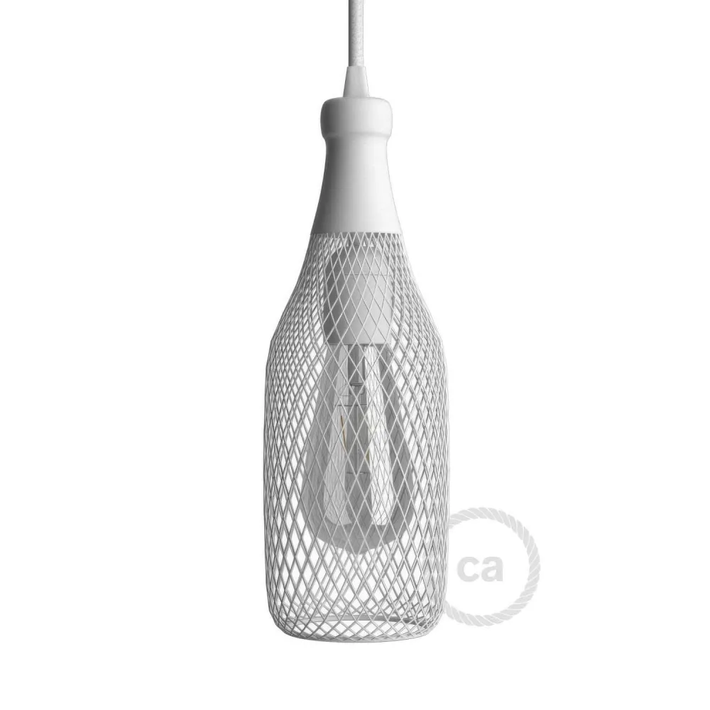 Gaiola abajur garrafa Magnum em metal - Branco