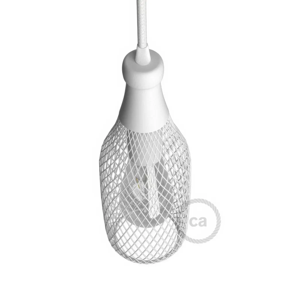 Gaiola abajur garrafa Magnum em metal - Branco