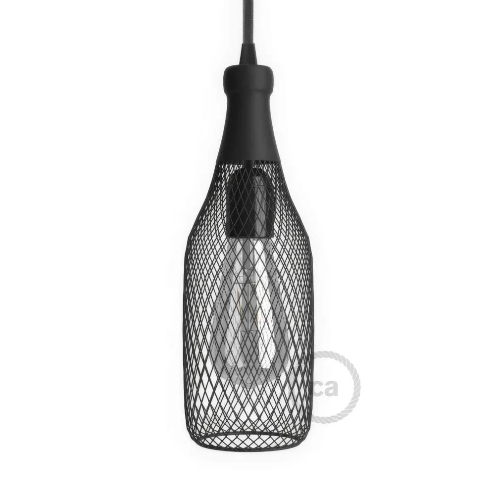 Gaiola abajur garrafa Magnum em metal - Preto