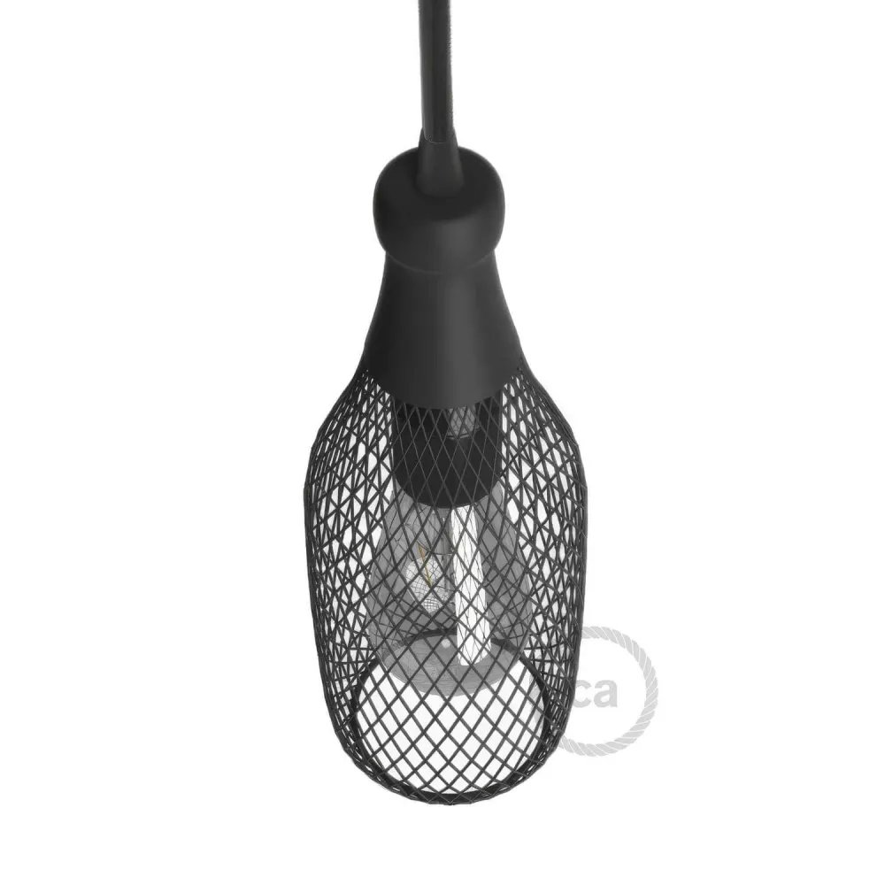 Gaiola abajur garrafa Magnum em metal - Preto