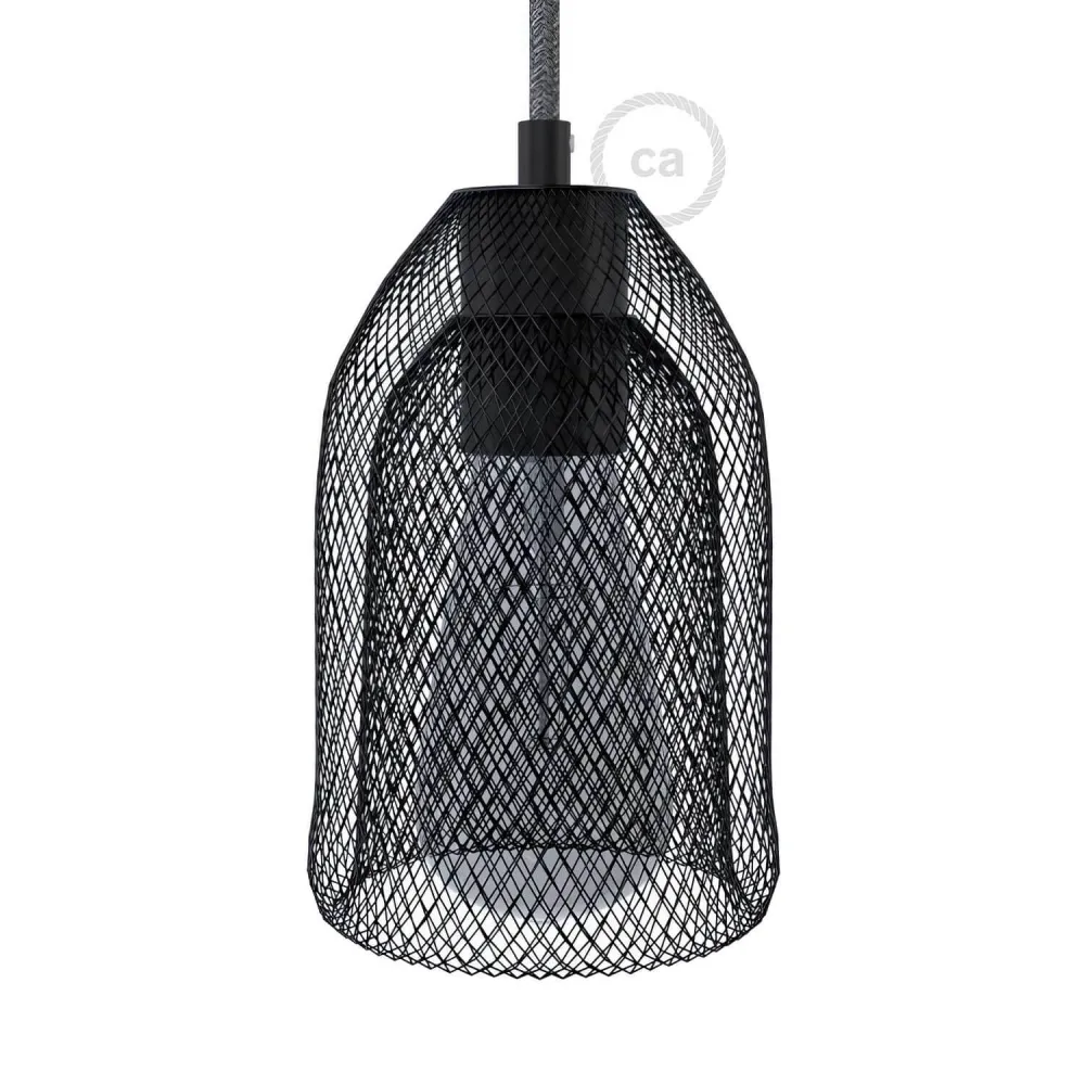 Gaiola abajur GhostBell em metal com kit casquilho E27 - Preto