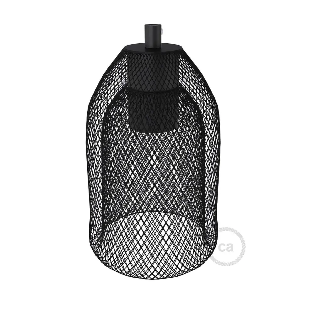 Gaiola abajur GhostBell em metal com kit casquilho E27 - Preto