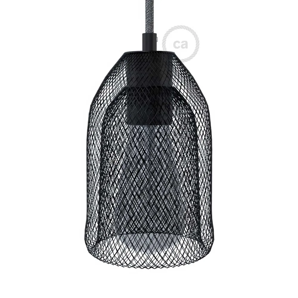 Ghostbell - cúpula pendente em malha metálica com cobertura de soquete - Preto
