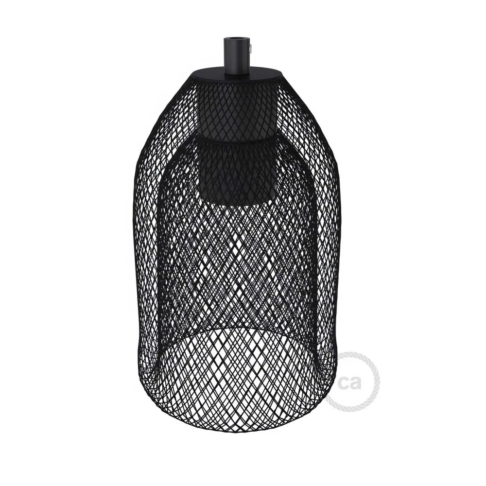 Ghostbell - cúpula pendente em malha metálica com cobertura de soquete - Preto