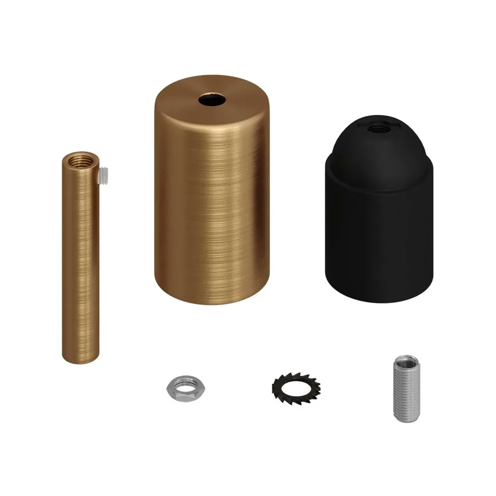 Kit de casquilho cilíndrico em metal UL E26 com passa-cabo de 7 cm - Bronze escovado
