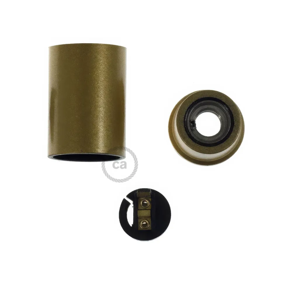 Kit casquilho E14 em baquelite - Ouro