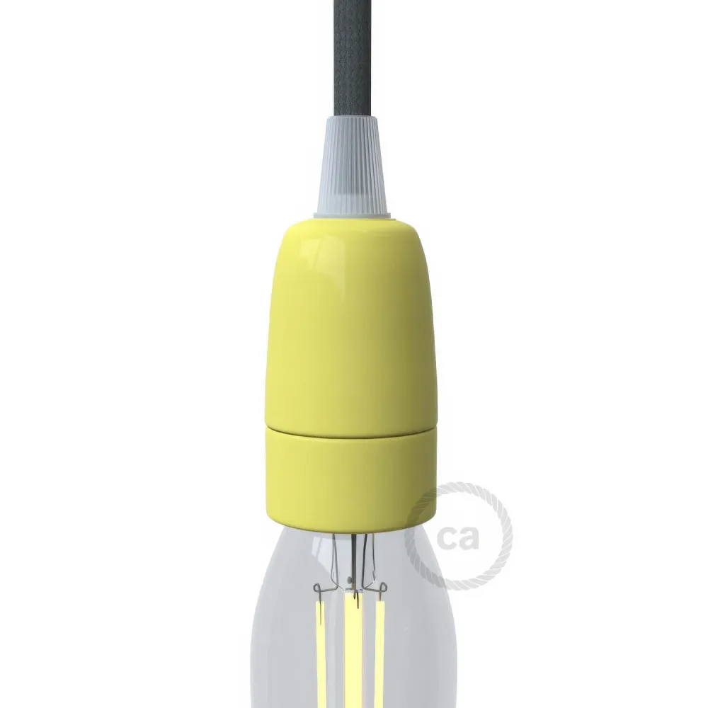 Kit casquilho E14 em porcelana - Amarelo