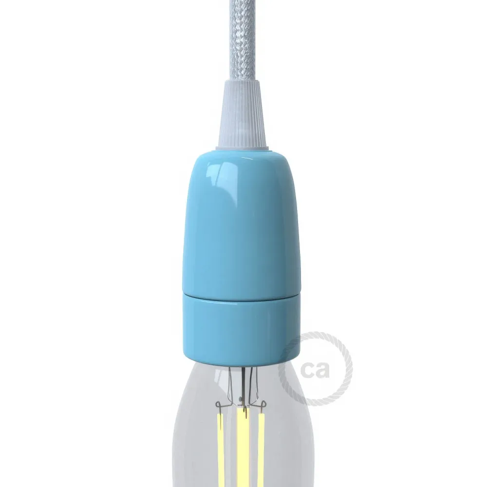 Kit de casquilho E14 em porcelana - Azul