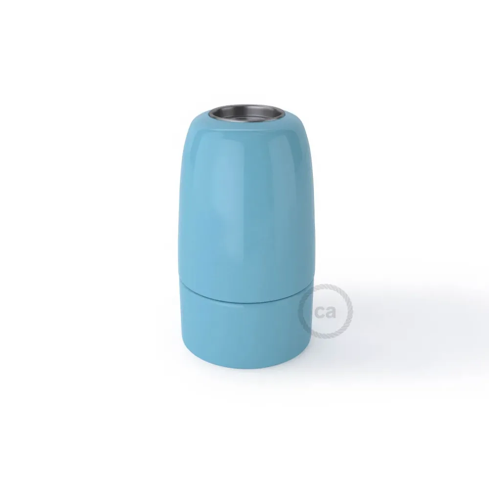 Kit de casquilho E14 em porcelana - Azul