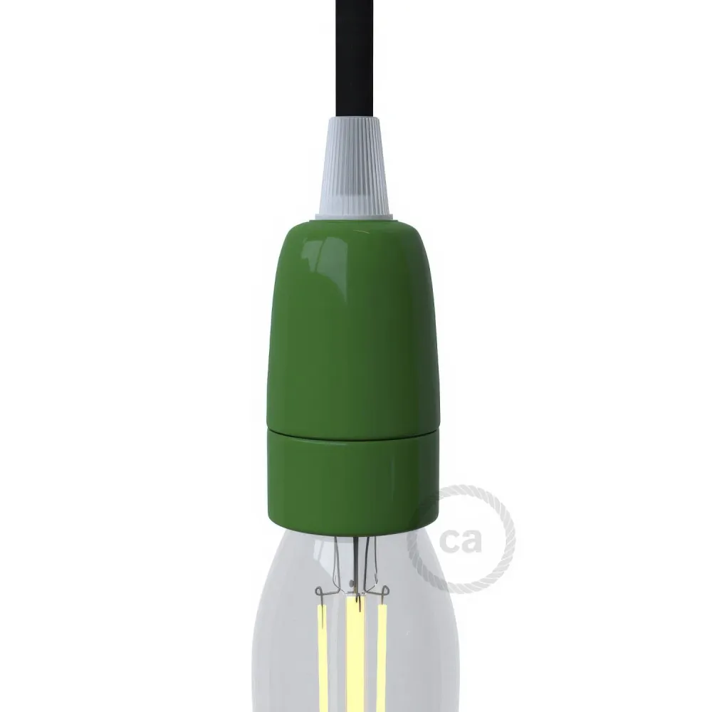 Kit casquilho E14 em porcelana - Verde