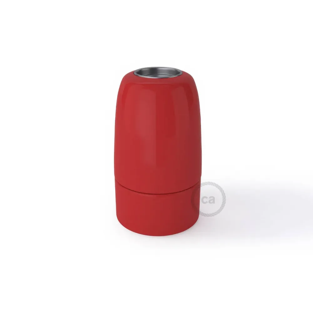 Kit de casquilho E14 em porcelana - Vermelho