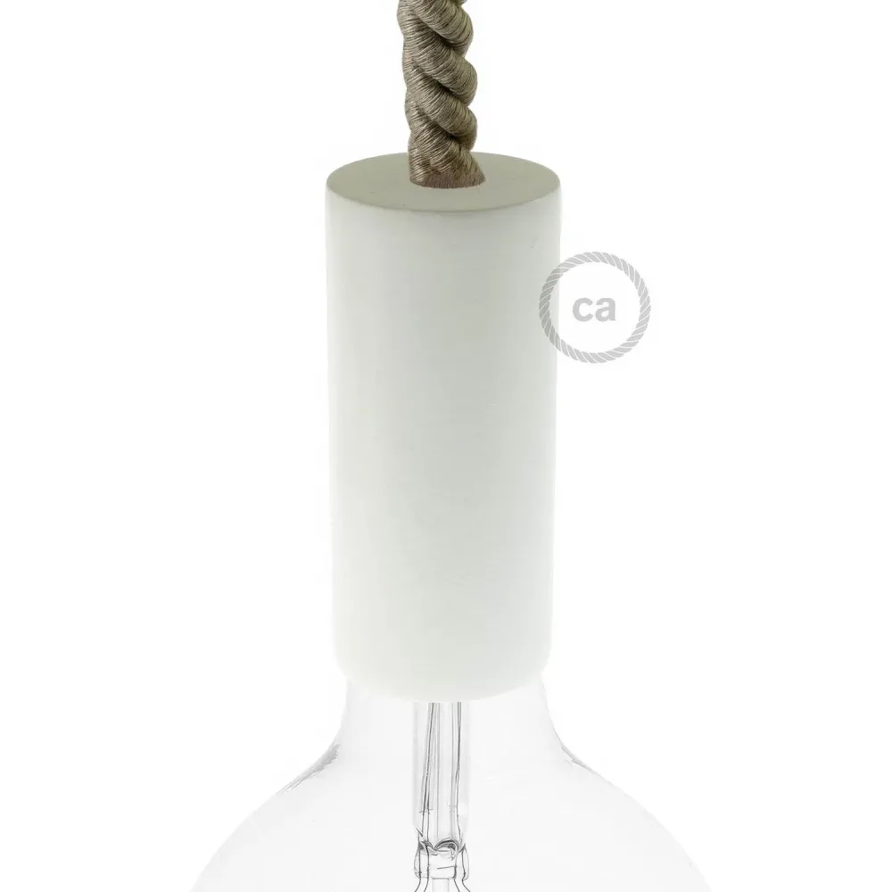Kit de casquilho E26 XL em madeira para cabos de corda - Branco
